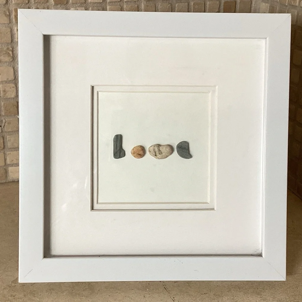 BEACH HOUSE SHADOWBOX PICTURE  “LOVE” WHITE 8 x 8”